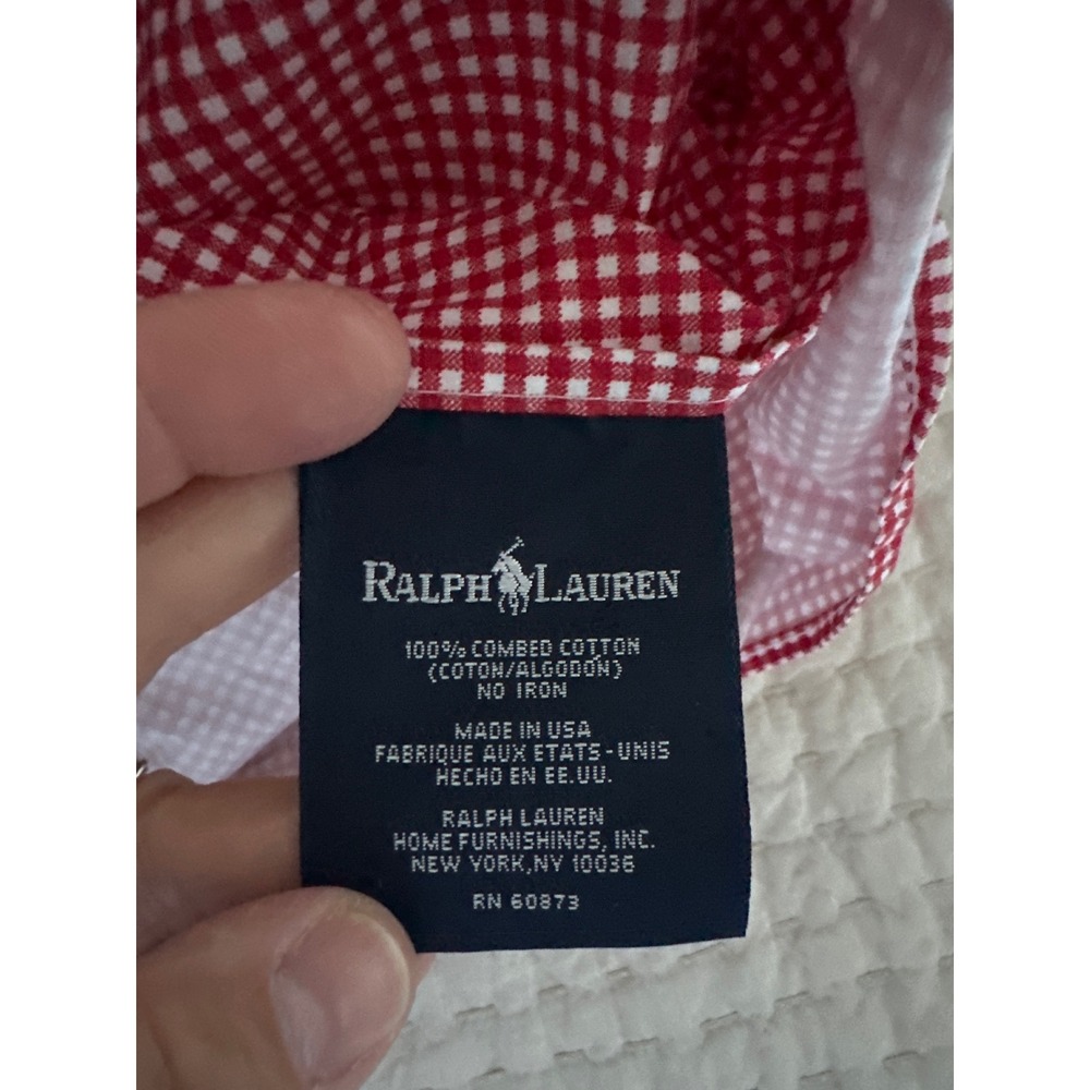 Ralph Lauren Red Gingham Bed Skirt Full Double Cotton Dust Ruffle Made in USA - Picture 2 of 5